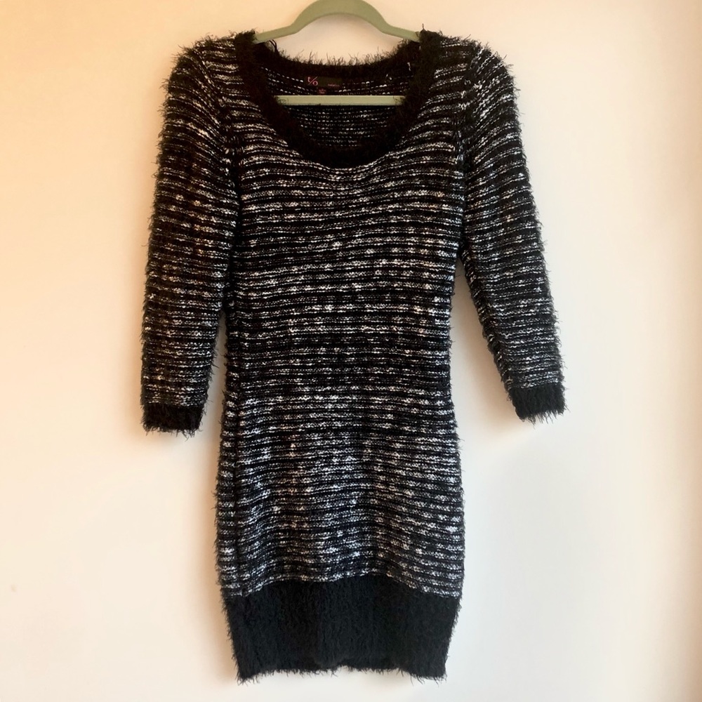 Small black and white sweater dress